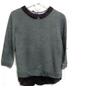 Peter pan Collar, Heathered Grey Sweater